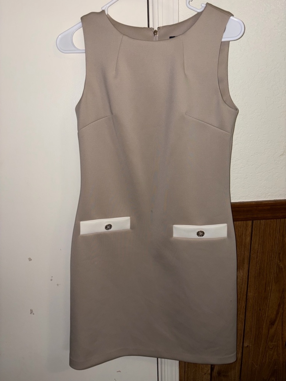 Tommy Hilfiger Taupe Mini Dress with Ivory Pocket Flaps
